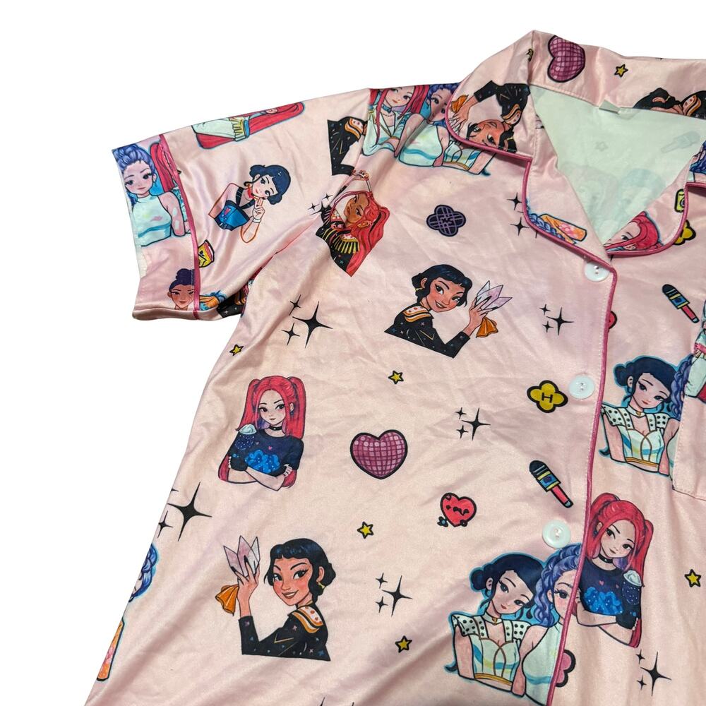 K-Pop Demon Hunters Pajama Set Adult Medium Pink Anime Sleepwear - Picture 5 of 7
